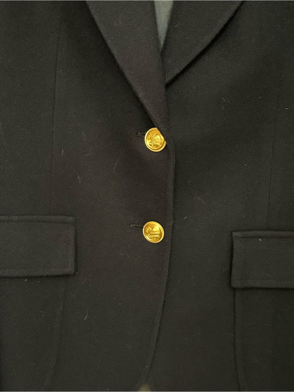 Vintage Bretton Place Women's Navy 100% Wool Blazer with Gold Buttons - Picture 2 of 9